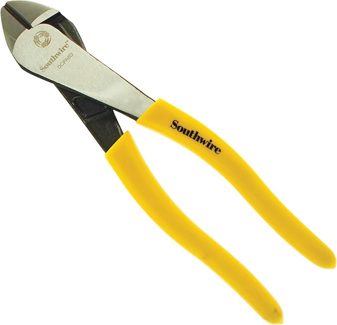 Southwire DCPA8D 8" Angled Head High-Leverage Diagonal Cutting Pliers with Dipped Handles; Yellow