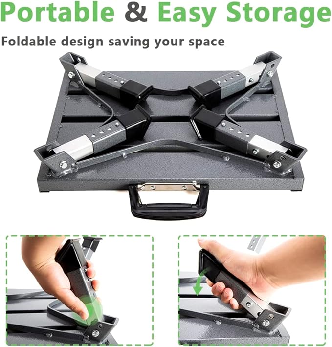 Aluminum RV Steps, 4-Level Adjustable Folding Step Stool with Non-Slip Rubber Feet, Non-Slip Fluorescent Strip Platform Rv Accessories, Supports Up to 1000 lbs - Gray