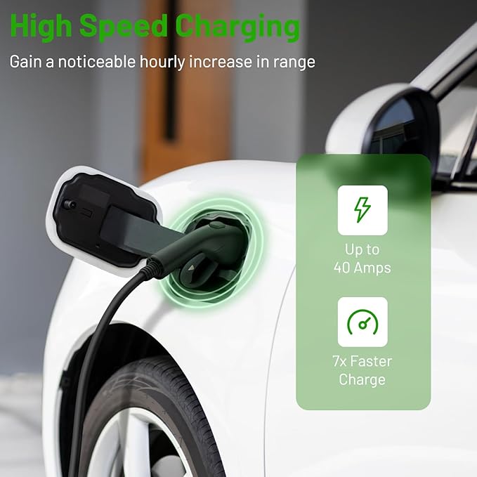 SBB Home Smart Level 2 EV Charger up to 40Amp, 240V Indoor/Outdoor Fast Car Charging Station with App, Wi-Fi Enabled EVSE, NEMA 14-50 Plug Electric Car Charger Compatible with All EV Models