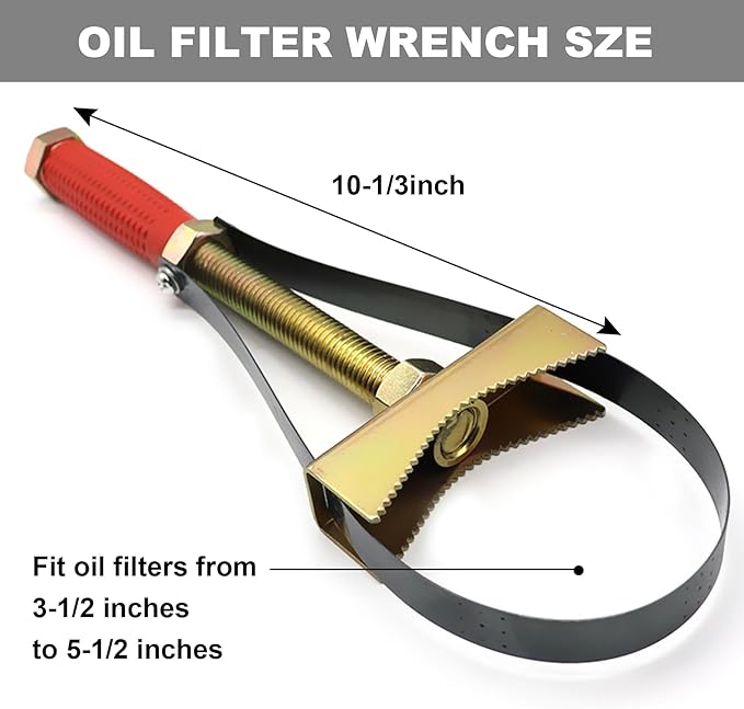 Oil Filter Wrench Removal Tool,Heavy Duty Adjustable Strap 9-15 CM Diameter,Adjustable Oil Filter Removal Tool for Larger Vehicles,Large Truck/Large Tractor/Excavators etc