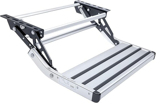 RV Steps, 1-Step, Manual Retractable RV Steps, 400 LBS Load Capacity, Foldable Aluminum Alloy Camper Steps, Thickened Steel Plate Trailer Steps, Non-Slip Design, Ideal for RV, Trailer, Camper
