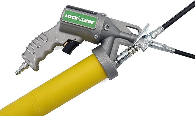 LockNLube 2-in-1 Pneumatic Grease Gun with Single Shot & Continuous Modes. Single-Shot and Continuous delivery Modes in one Grease Gun! Easily Switch delivery Mode with The Sliding Selection Lever.