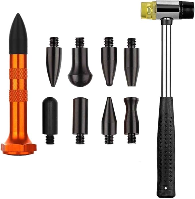WHDZ Paintless Dent Repair Rods Auto Body Dent Removal Tools 10pcs Auto Car Body Paintless Dent Repair Dent Puller Dent Hammer Tap Down