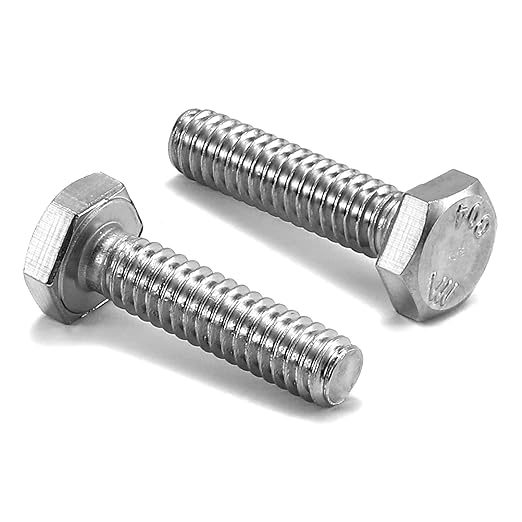 1/2-13 x 1 Hex Head Screw Bolt, 10Pcs 18-8 (304) Stainless Steel, Fully Threaded, Plain Finish, by SG TZH