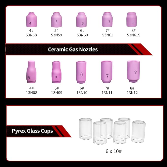 American Standard 49 PCS TIG Welding Accessories Kit, TIG Welding Torch Stubby Gas Lens #10 Pyrex Glass Cup Kit For WP-17/18/26