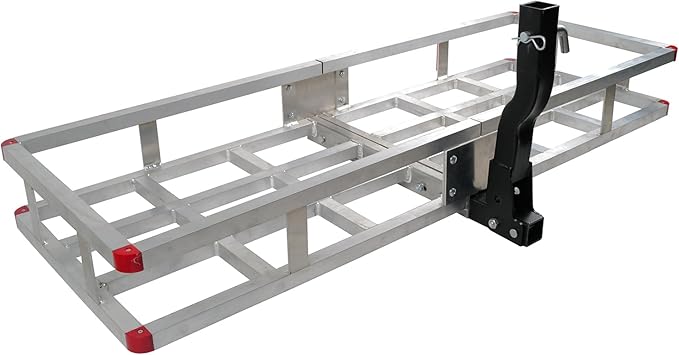 lugglage Basket, Folds Flat, Heavy Duty Hitch Cargo Basket with Waterproof Bag (Aluminum 60x20x7)