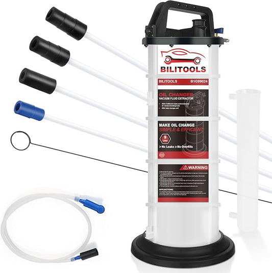 BILITOOLS 9L Pneumatic Oil Extractor Pump, Vacuum Fluid Extractor for Automotive Engine Oil Change Large Capacity 2.4 Gallon for Boat Marine Jetski ect.