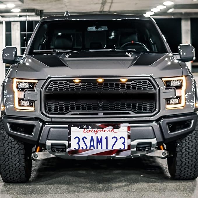 2Pcs American Flag License Plate Frames - KMBCAM Universal Aluminum License Plate, Gloss Patriotic License Plate Cover Hold for Car for Men with Free Screws Caps, Gifts for Friends or Family.