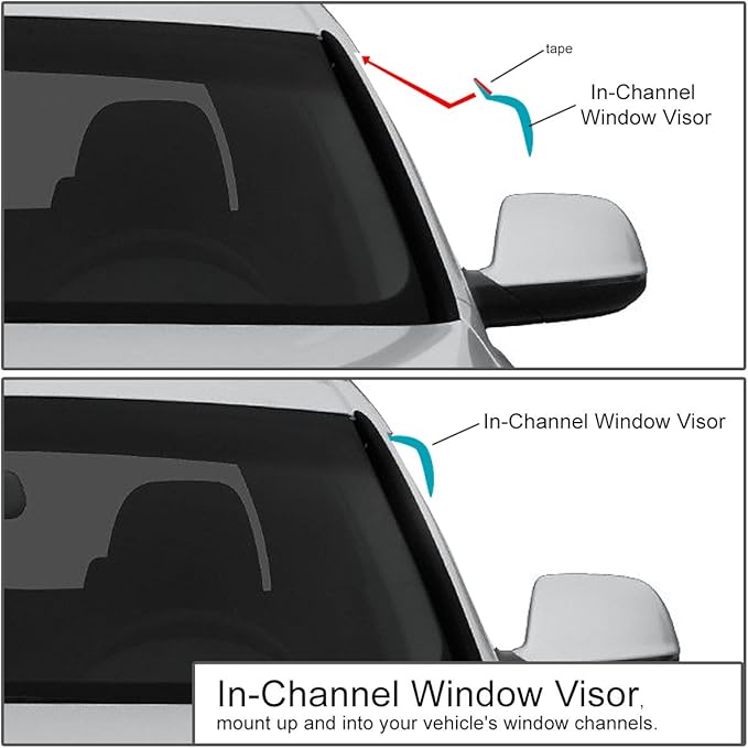 DNA Motoring Set of 2 Tape-On Window Rain Guards for 1999-2006 Chevy Silverado/GMC 1500 2500 3500, Window Visors Vent Guard Shade Deflector Crew Cab, WVS-015