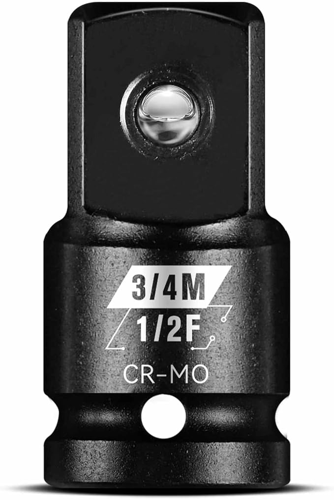 BLACKROBOT 1/2”F To 3/4”M Impact Socket Adapter, Cr-Mo Steel Exceeds ANSI Standards, Square Drive Reducer for Impact Driver Wrench