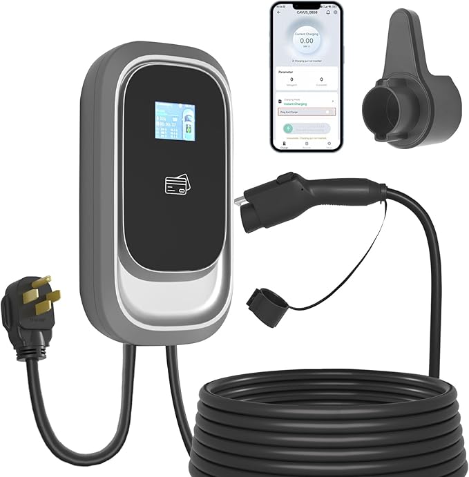 Level 2 EV Charger 48 Amp, 240V Wall-Mount Electric Vehicle Charging Stations, J1772 Compatible, NEMA 14-50 25FT Charging Cable IP65