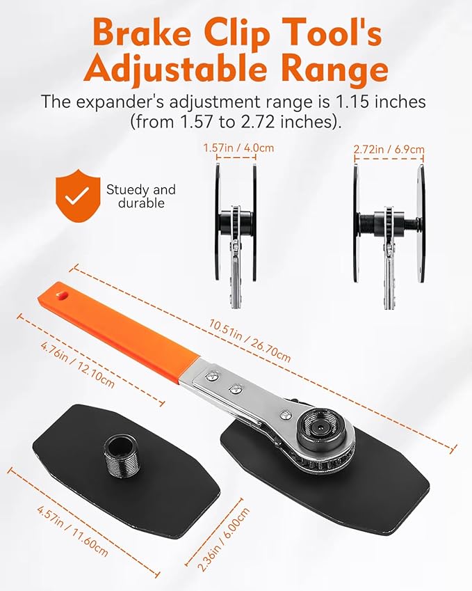 Upgraded Brake Caliper Compression Tool 4 in 1 Universal Caliper Piston Compressor Tool with 4 Brake Caliper Hangers Brake Pad Spreader Tool with 360°Swing Ratchets for Car Brake Repair