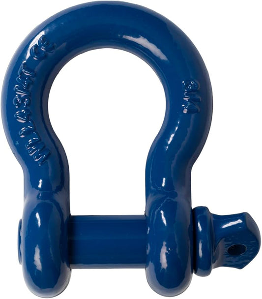 Hi-Gear (1 PK, Blue) Bow Shackles 3/4" D Ring Shackle Rugged Unbreakable 28.5 Ton (57,000 Lbs) Maximum Break Strength with 7/8'' Pin Bow Screw Heavy Duty D Ring for Jeep Vehicle Recovery