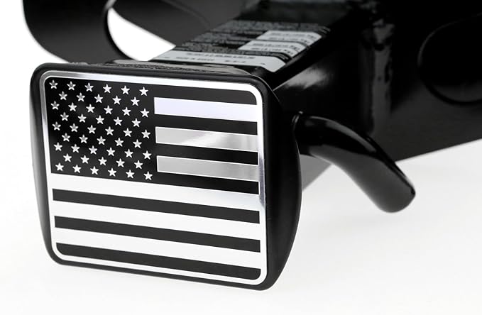 eVerHITCH USA Flag Metal Trailer Hitch Cover Plug (Fits 2" Receivers, Black & Chrome)