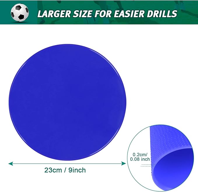 Spot Markers Rubber Floor Dots 9inch Non Slip Agility Dots Flat Cones for Kids Sports Soccer Basketball Training, Gym Training, Preschool Kindergarten Classroom