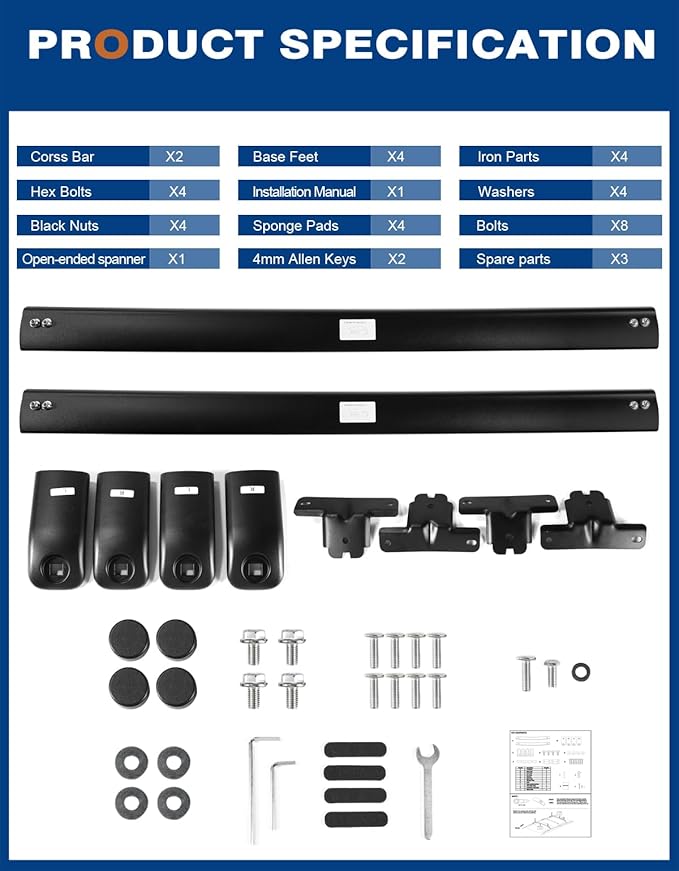220lbs Roof Rack Cross Bars Compatible with GMC Acadia 2024 2025 2026 (with Side Roof Rails), Heavy Duty All-Metal Aluminum Roof Rails Crossbars Cargo Canoe Black