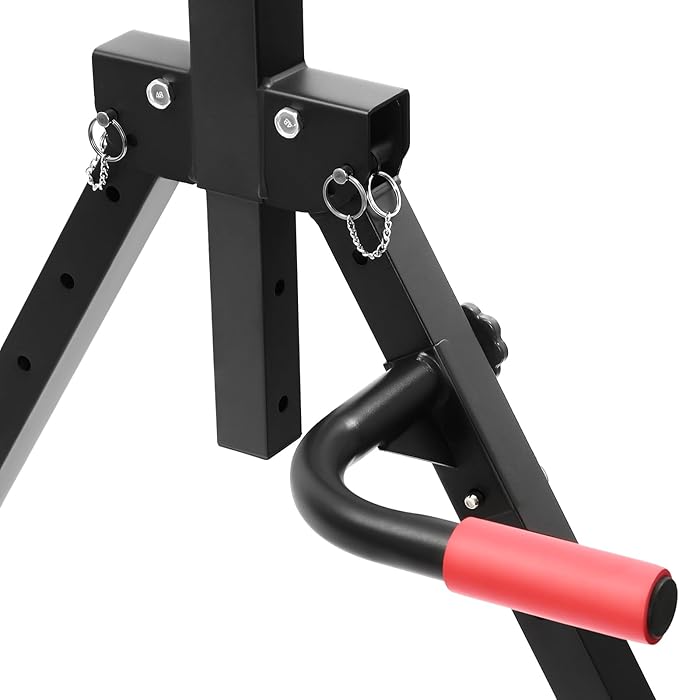 440.92LBS Pull Up Bar Station, Portable Pullup Bar Station, 5.74-7.55ft Height Adjustable 1.2MM-wall Stable Triangular Structure PVC Carbon Steel Freestanding Home Training Workout Dip Stands