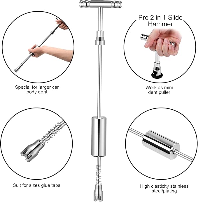 Dent Puller Kit - Paintless Dent Removal Kit with Slide Hammer T-Bar Dent Repair Kit Bridge Puller, Car Dent Puller Kit for Auto Hail Damage Door Ding 38 pcs (with Glue Set)