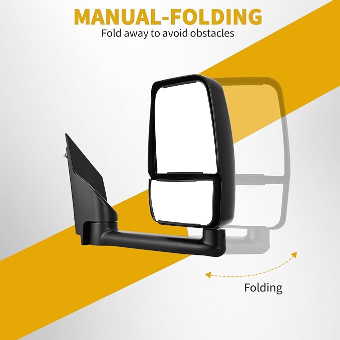 DWVO Side Towing Mirrors Compatible with 03-19 Chevy Express GMC Savana 1500 2500 3500, Right Passenger Mirror with Manual Adjustable Manual Folding