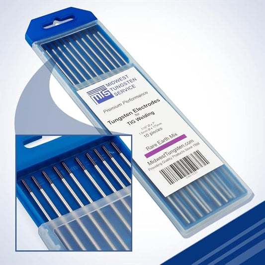 Midwest Tungsten Service TIG Welding Tungsten Electrodes 10-Pack (Purple - Rare Earth Blend (EWG), 1/16")