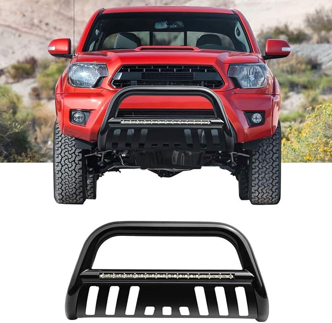 AUTOSAVER88 Bull Bar Compatible with 05-15 Toyota Tacoma 3" Tube Brush Push Grille Guard Front Bumper (Silver)