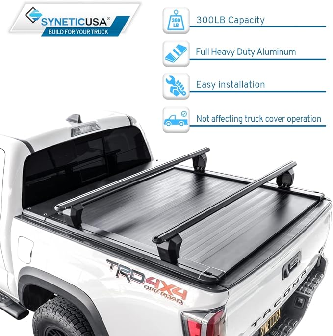 Syneticusa ER Power Retract Hard Tonneau Cover with Crossbars Fits 2016-2026 Tacoma 5' Bed Off Road Retractable