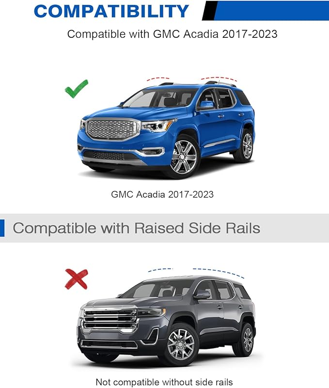 Roof Rack Cross Bars 220lbs Compatible with GMC Acadia 2017 2018 2019 2020 2021 2022 2023(with Raised Rails),Heavy Duty All-Metal Aluminum Crossbar Luggage Racks Roof Rails Rooftop