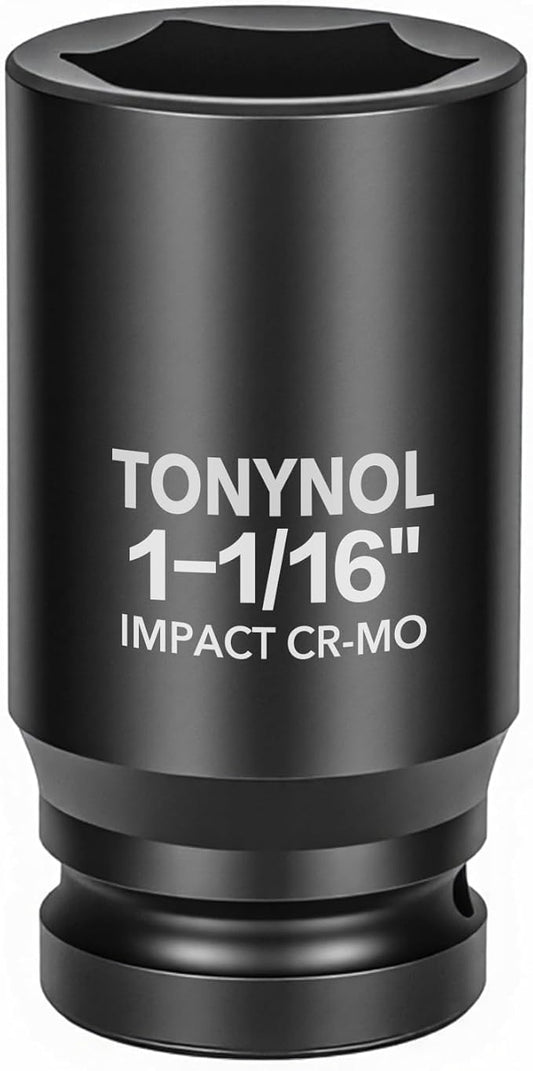 3/4" Inch Drive Deep Impact Socket,6-Point,SAE Size 1-1/16"",80mmL,CR-MO,Heavy-Duty Automotive & Industrial Repair
