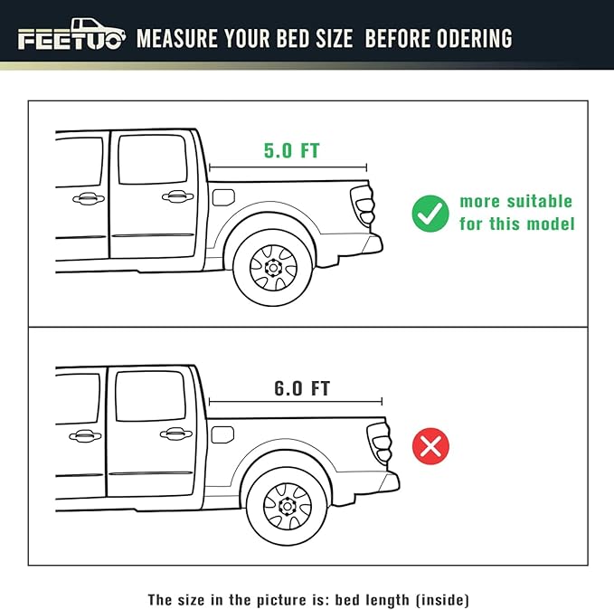 FRP Hard Tri-Fold Tonneau Cover Truck Bed for 2005-2015 Tacoma 5FT/60.3inch |for Models with or Without The Deck Rail System|