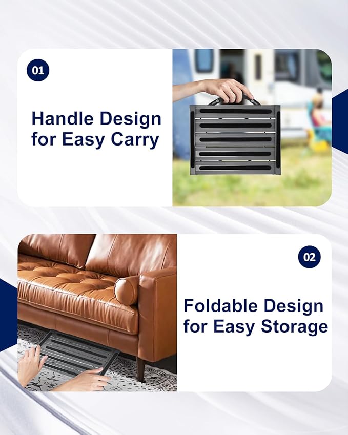 XINQIAO Foldable RV Step Stool with Rubber Feet, 4 Adjustable Heights Portable Heavy Duty Aluminum Folding Step for RV Entry, Trailer, Camper, Fishing and Outdoors