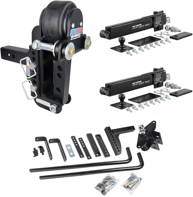 Shocker Air Equalizer & Sway Control Round Bar WD Hitch, Fits 2" Hitch 5" Rise 2" Drop