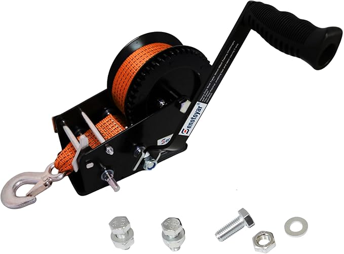 Heavy Duty Boat Trailer Winch,HandCrank Winch 3500lbs Capacity with 32FT Strap,2-Way Ratchet 4:1/8:1 Gear Switchable Hand Crank Winch for Boat,Trailer,Truck,RV,ATV and Jet Ski