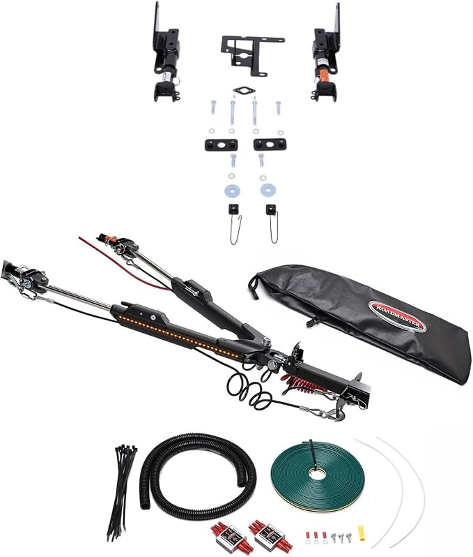 Roadmaster Nighthawk Tow Bar and Baseplate Combo with Smart Diode Wiring Kit for Incand. Bulbs fits 2021 2023 F150 Pickup with Incandescent Taillights | Includes Decal