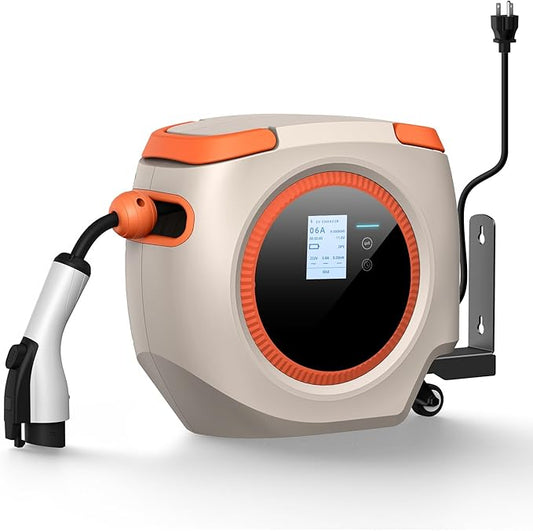 Level 1 EV Charger for J1772 Electric Cars – 110V 16A, 26FT Cable, NEMA 5-15 Plug, Wi-Fi Support, Portable Connector for Home or Travel (Grey)