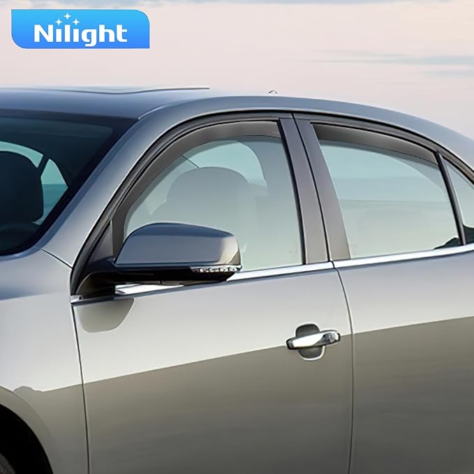 Nilight in-Channel Window Visors for Chevrolet (Chevy) Malibu 2016 2017 2018 2019 2020 2021 2022 2023 2024, Window Rain Guards, Original Window Deflectors-4PCS