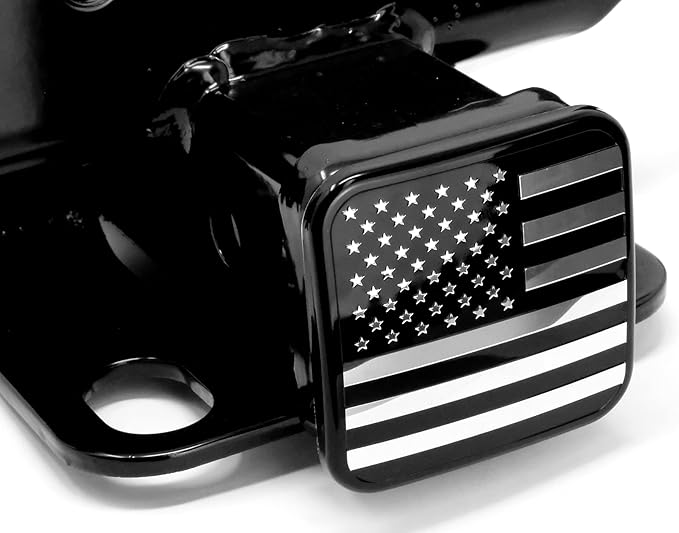 eVerHITCH USA Metal Flag Hitch Cover (Fits 2" Receivers, Black Chrome)