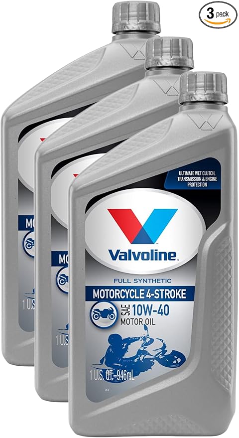 Valvoline 4-Stroke Motorcycle Full Synthetic SAE 10W-40 Motor Oil 1 QT (Pack of 3)
