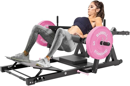 GMWD Hip Thrust Machine, 800LBS Plate-Loaded Glute Bridge Machine with Weight Holder, Heavy Duty Butt Exercise Equipment for Glute Muscles Building and Butt Shaping, Adjustable Footboard, Red
