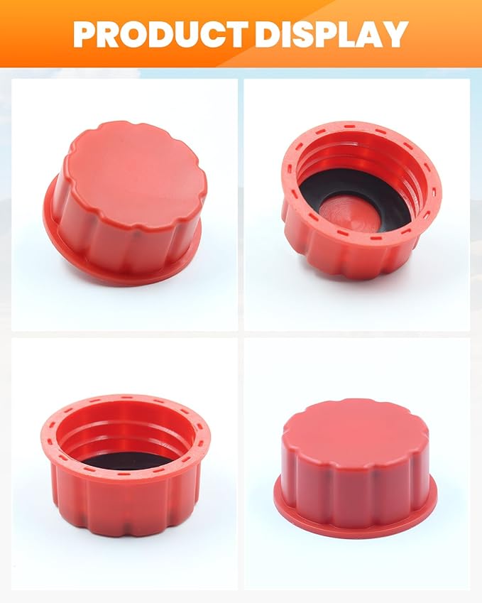 10 PCS Gallon Gas Can Caps, 5 Gallon Coarse Thread Gas Lid for Gasoline, Plastic and Metal Gas Tank Lid, Portable Diesel Fuel Can Cover, Universal Automotive Gas Spout Cap Replacement（Red）