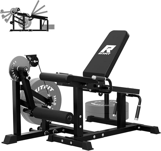 RITFIT Leg Extension and Curl Machine, 700LB Adjustable Leg Curl Machine, Seated Leg Extension and Lying Curl Machine for Home Gym, Leg Workout Equipment Compatible with 1'' and 2'' Weight Plates