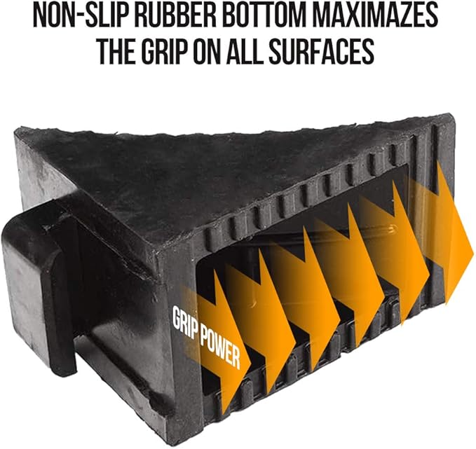 Heavy Duty Rubber Wheel Tire Chock 10" L x 6" W x 7.3" H, Front and Back for Camper, Trailer, RV, Truck, Car, Vehicle and RV (2-Pack)