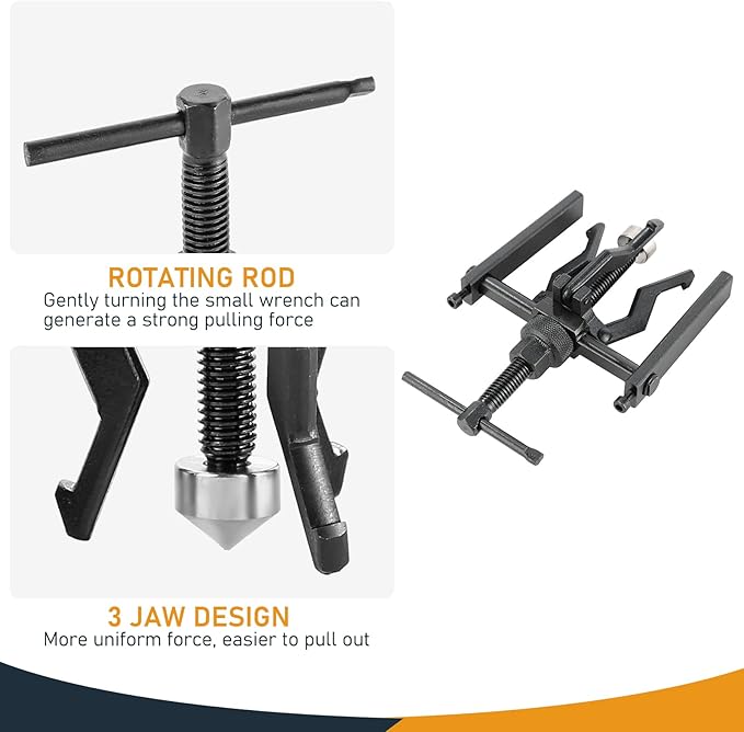 ATPEAM 3 Jaw Inner Bearing Puller - Heavy Duty Pilot Bearing and Bushing Removal Tool for Cars and SUVs