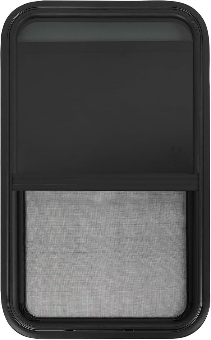 2 Pack RV Window, 18" X 30" Universal RV Window Vertical Slide W/Trim Ring, Vertical Sliding Glass Window with Screen Window for Cargo, Horse Trailer (18"Wx30"H（2 pack）)