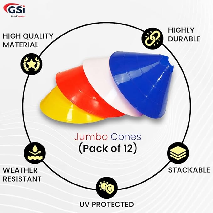 GSi Hurdle Training Cones | Multi Pack Sets | Dual Purpose Agility Cones with Holes | Ideal for Soccer, Kids, Dog, and Sports Training