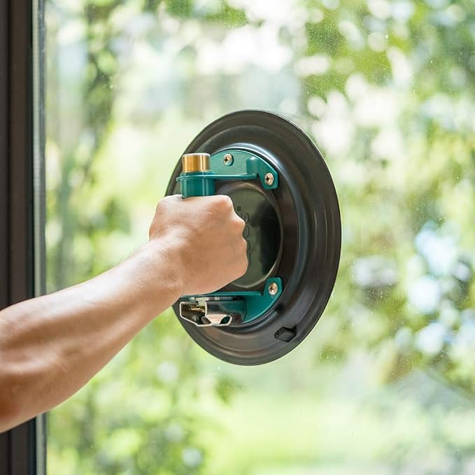 10" Vacuum suction cup for Granite & Glass Lifting, Glass Suction Cup Vacuum Lifter with Metal Handle and Brass Pump,760lbs Load Capacity (2-PCS)