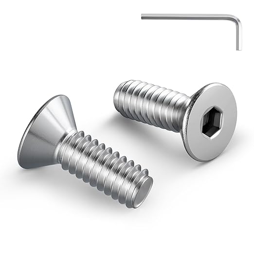 1/4-20 Bolt, 1/4-20 x 3/4 Inch Flat Socket Head Screws 50Pcs, 304 Stainless Steel 18-8 Countersunk Bolts, Full Thread, with Hex Spanner