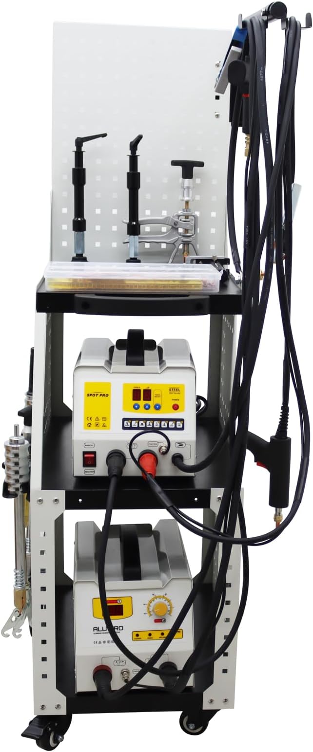 Aluminum and Steel Dent Pulling Machine Stud Welder Dent Repair Kit Spot Welder Machine for Car Truck Motorcycle with Professional Tool Cart 220V