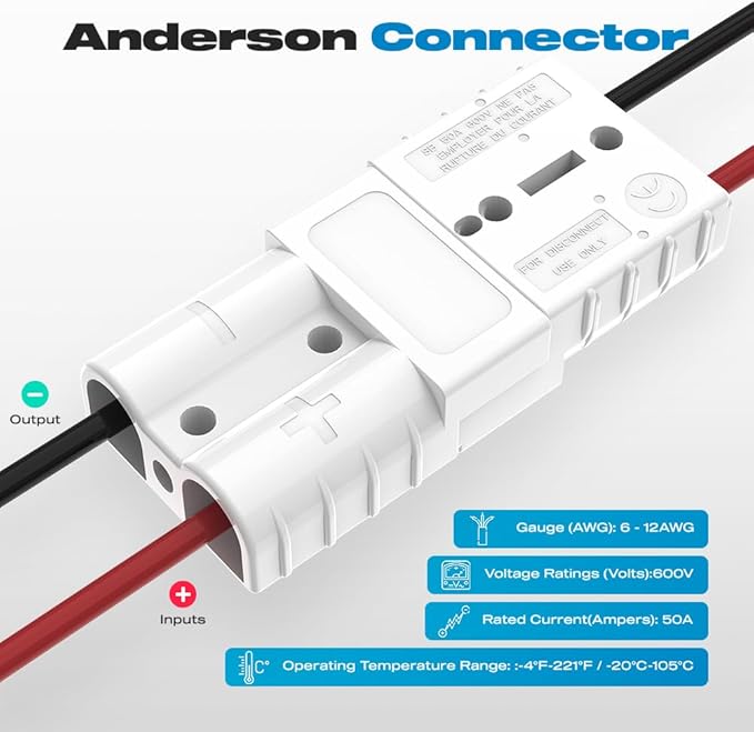 Anderson Connector, 50AMP 6-12 Gauge Battery Quick Connect/Disconnect Connector Kit 600V with Mounting Bracket Waterproof Cap for RV Truck Winch(2 Pack) Gray