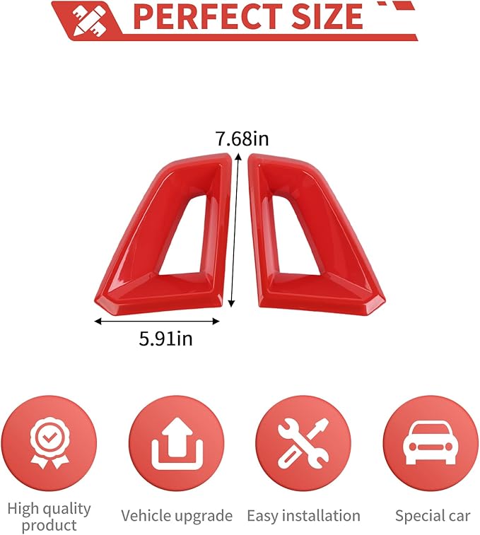 Front Side Bumper Grille Air Outlet Cover fit for Chevy Colorado 2024+ Front Grill Vent Insert Cover Exterior Accessories,Red