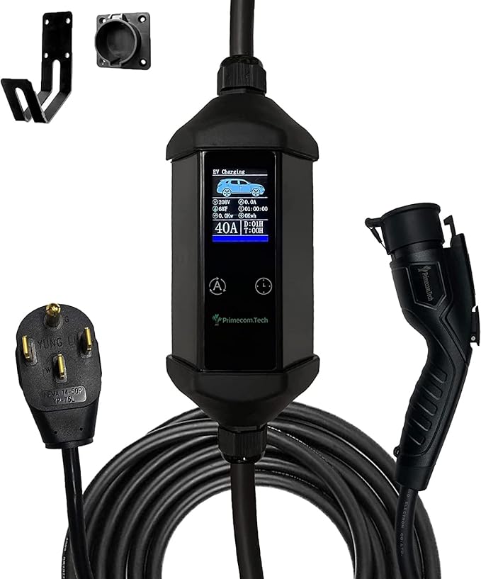 PRIMECOM 30 Feet Level 2 (220V/240V) Electric Vehicle (EV) Charger 32 & 40 Amp 6-50P, 10-50P, 14-50P for Bolt, Tesla, Kona, etc. (14-50P, 40 Amp)